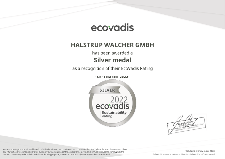 EcoVadis Silver Certificate 2022
